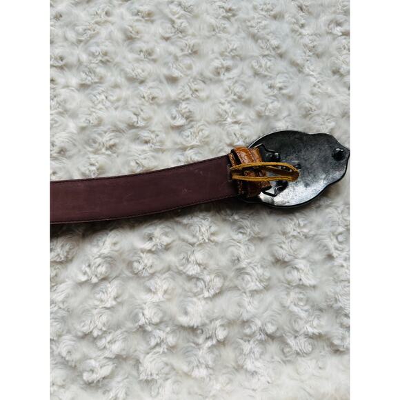 Vitanuova Firenze Genuine Leather Made in Italy Art Crystal Jewel Brown Belt VTG main image 9